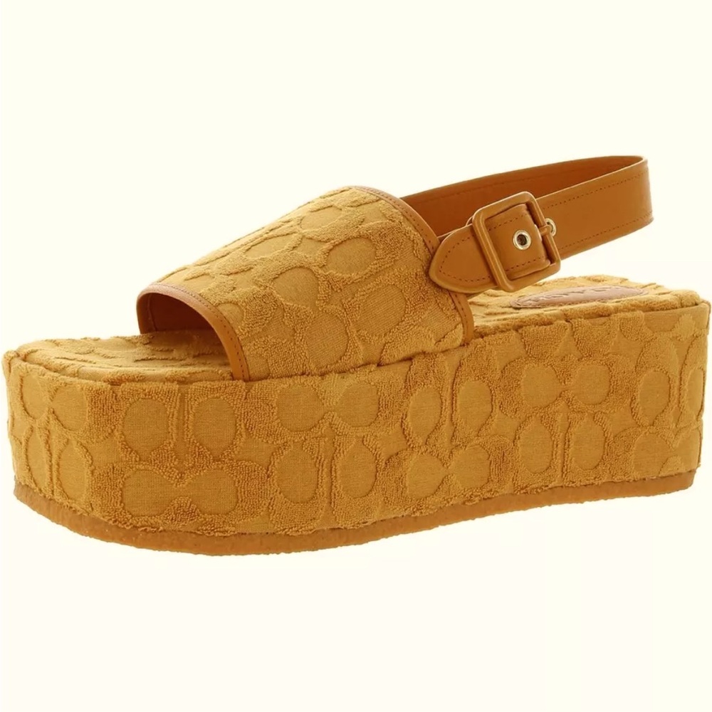 Coach Womens Noelle yellow Platform Sandals Shoes 9.5 Medium